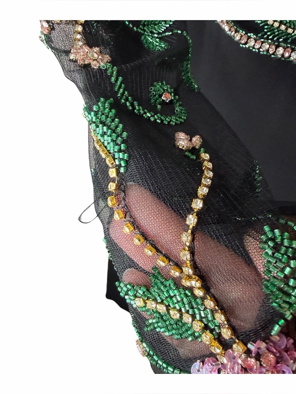 Mac Duggal 67870 Size 14 Floral Beaded Mesh Illusion Trumpet Gown Dress Black - Picture 11 of 16